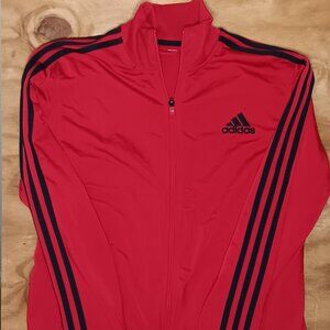 Adidas Track Jacket – Men’s Size Large – Red with Black Stripes